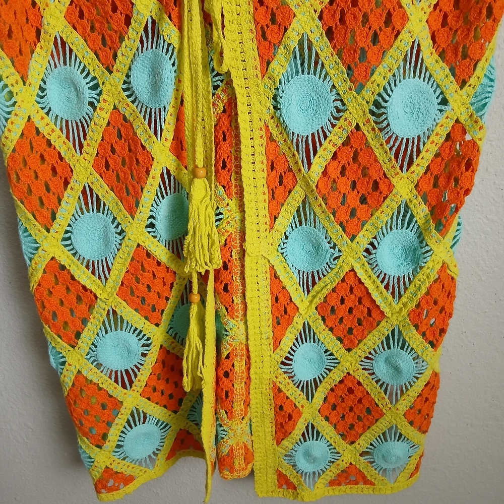 Urban Outfitters High Tide Crochet Cover Up Size Small Colorful - Picture 5 of 12